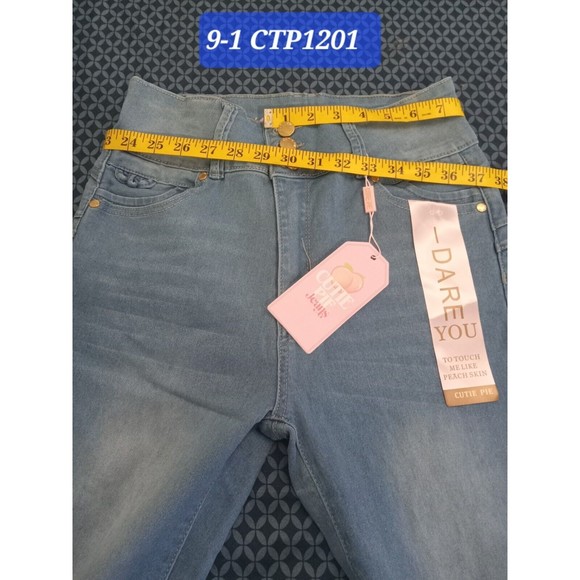 WAIST 29 IN SIZE 9 CTP FLARED JEANS STRETCH DENIM LIGHT BLUE, PUSH UP - Picture 2 of 11
